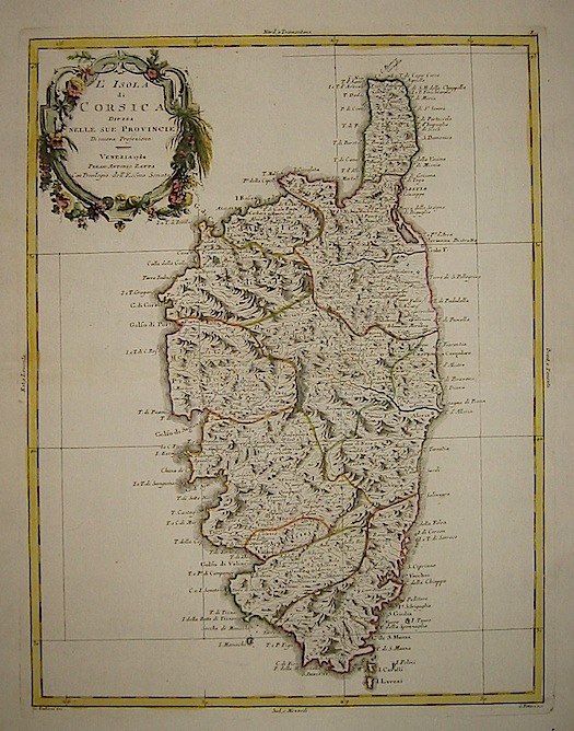 Zatta Antonio (1722-1804) L'Isola di Corsica divisa nelle sue provincie 1782 Venezia 